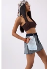 Ters Detay Denim Mini Etek