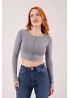 Ters Dikişli Basic Antrasit Body Bluz