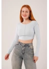 Ters Dikişli Basic Bebe Mavisi Body Bluz