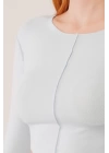 Ters Dikişli Basic Bebe Mavisi Body Bluz