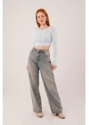 Ters Dikişli Basic Bebe Mavisi Body Bluz