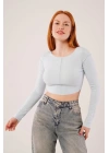 Ters Dikişli Basic Bebe Mavisi Body Bluz