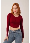 Ters Dikişli Basic Bordo Body Bluz