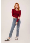 Ters Dikişli Basic Bordo Body Bluz