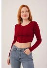 Ters Dikişli Basic Bordo Body Bluz