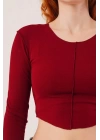 Ters Dikişli Basic Bordo Body Bluz