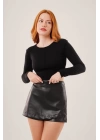 Ters Dikişli Basic Siyah Body Bluz