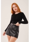 Ters Dikişli Basic Siyah Body Bluz