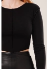 Ters Dikişli Basic Siyah Body Bluz