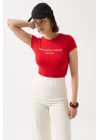 Thanks God Baskılı Likralı Crop T-Shirt