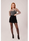Transparan Gri Tül Basic Bluz
