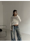 Triko transparent bluz beyaz
