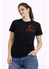 TÜRKİYE Ay Yıldız Baskılı Taraftar Forma T-Shirt - Siyah