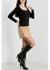 U yaka kaşkorse bluz siyah A132