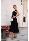 U yaka prenses elbise siyah s255101