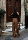Üç Düğme Detayli Palazzo Pantolon