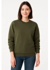 Üç İplik Düz Bisiklet Yaka SweatShirt - Haki