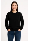 Üç İplik Düz Bisiklet Yaka SweatShirt  - Siyah