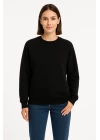 Üç İplik Düz Bisiklet Yaka SweatShirt  - Siyah