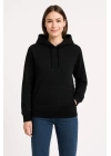 Üç İplik Kapüşonlu Kanguru Çepli SweatShirt Hoodie - Siyah