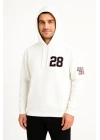 Üç İplik Kapüşonlu Ön Ve Arka Baskılı SweatShirt Hoodie - Beyaz