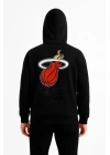 Üç İplik Kapüşonlu Ön Ve Arka Baskılı SweatShirt Hoodie - Siyah