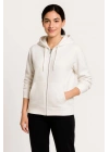Üç İplik Kapüşonlu Tam Fermuarlı Kanguru Çepli SweatShirt Hoodie - Beyaz