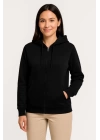 Üç İplik Kapüşonlu Tam Fermuarlı Kanguru Çepli SweatShirt Hoodie - Siyah
