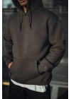Üç İplik Penye Kapşonlu Basic SweatShirt - Antrasit