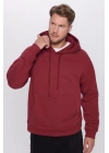 Üç İplik Penye Kapşonlu Basic SweatShirt - Bordo