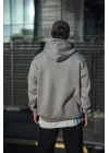 Üç İplik Penye Kapşonlu Basic SweatShirt - Boyalı Gri