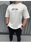 Unisex Baskılı Oversize T-Shirt - Beyaz