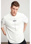 Unisex Baskılı Oversize T-Shirt - Beyaz