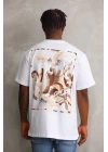 Unisex Baskılı Oversize T-Shirt - Beyaz