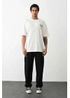 Unisex Baskılı Oversize T-Shirt - Beyaz