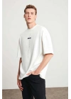 Unisex Baskılı Oversize T-Shirt - Beyaz
