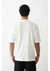 Unisex Baskılı Oversize T-Shirt - Beyaz