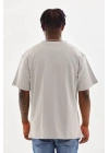 Unisex Baskılı Oversize T-Shirt - Gri