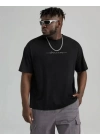 Unisex Baskılı Oversize T-Shirt - Siyah
