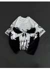 Unisex Bisiklet Yaka Baskılı Oversize T-Shirt - Beyaz