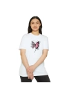 Unisex Bisiklet Yaka Baskılı T-Shirt - Beyaz