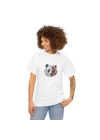 Unisex Bisiklet Yaka Baskılı T-Shirt - Beyaz