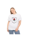 Unisex Bisiklet Yaka Baskılı T-Shirt - Beyaz