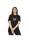 Unisex Bisiklet Yaka Baskılı T-Shirt - Siyah