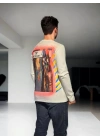 Unisex Bisiklet Yaka Uzun Kollu T-Shirt - Beyaz