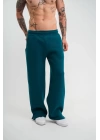 Unisex Boru Paça Baggy Eşofman Pantalon - Koyu Deniz Yeşili