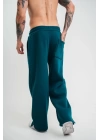 Unisex Boru Paça Baggy Eşofman Pantalon - Koyu Deniz Yeşili