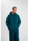 Unisex Double Oversize Kapşonlu Basic SweatShirt - Koyu Deniz Yeşili