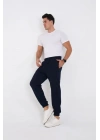Unisex Kışlık Üç İplik Lastikli Eşofman Pantolon - Lacivert