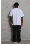 Unisex Oversize Düz Bisiklet Yaka T-Shirt - Beyaz